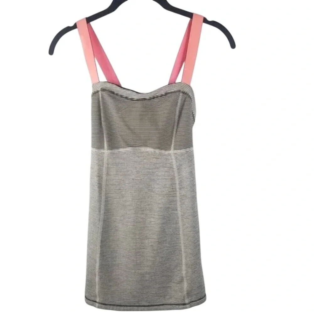 Lululemon Catch‎ Me Tank size 2 Tonka Stripe Cashew Black